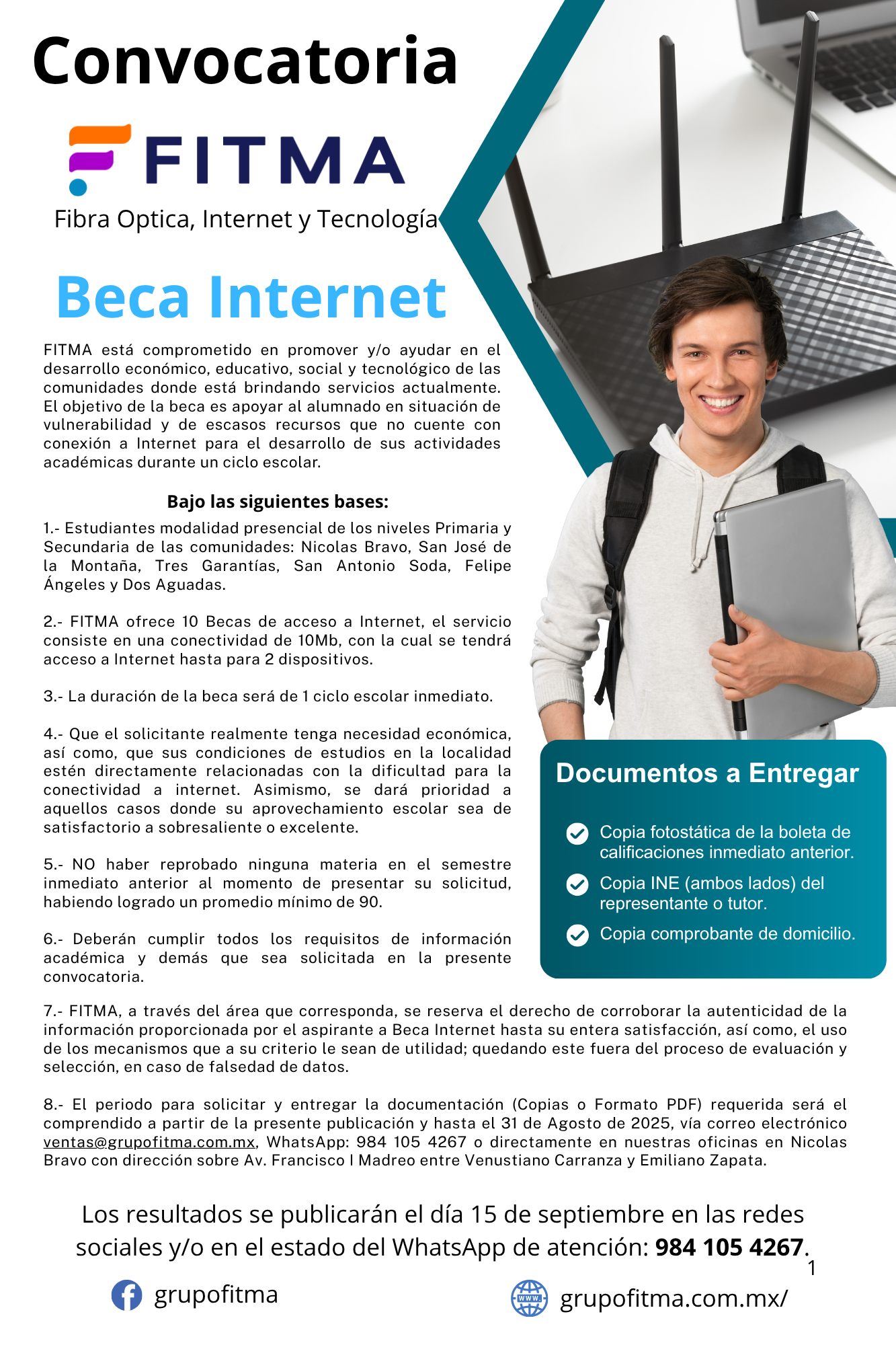 Cartel Beca Internet FITMA